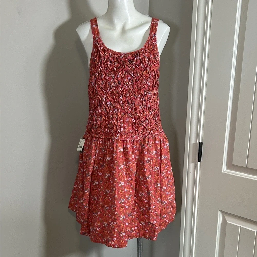 Free People Petunia Mini Dress Poppy Red backless ditsy floral print sz M NEW